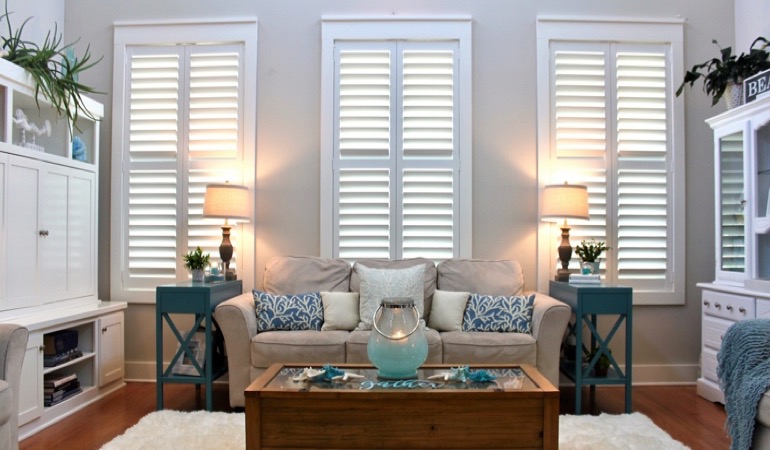 San Antonio designer house with faux wood shutters 